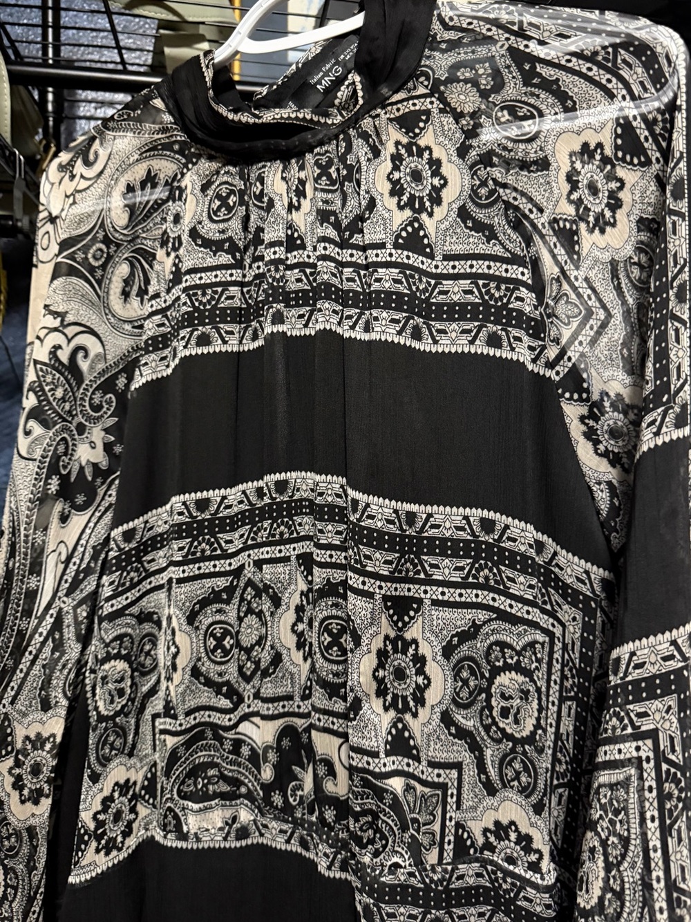 Macy's Black and White Paisley Maxi Dress